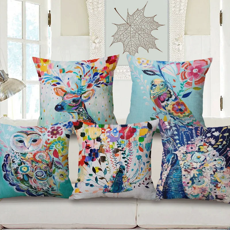 Watercolor Painting Flowers Birds Peacock Owl Cushions Covers Animals Deer Elk Cushion Cover Decorative Linen Pillow Case
Watercolor Painting Flowers Birds Peacock Owl Cushions Covers Animals Deer Elk Cushion Cover Decorative Linen Pillow Case