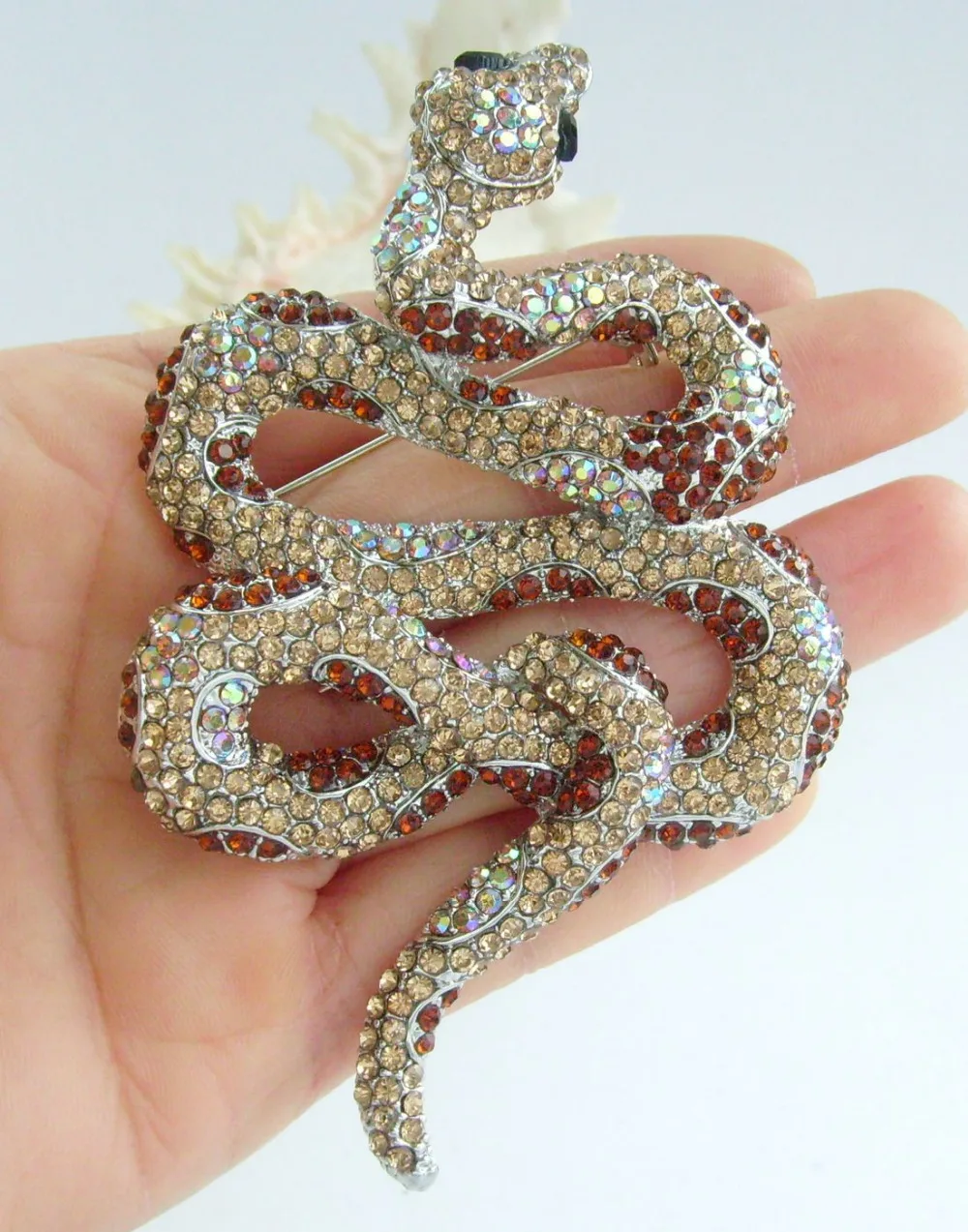Vintage 3.94" Brown Rhinestone Crystal Snake Animal Brooch Pin Pendant EE05847C8
Vintage 3.94" Brown Rhinestone Crystal Snake Animal Brooch Pin Pendant EE05847C8