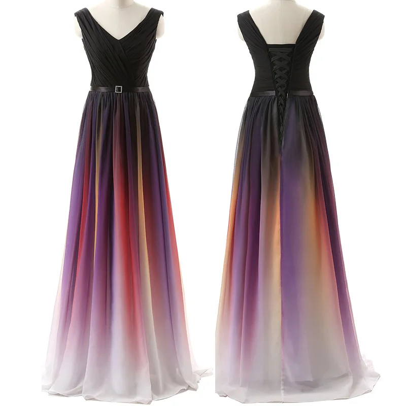 Evening Dresses Robe De Soiree A-Line Pleat Gradient Color Chiffon Real Photo V-Neck Prom Party Gown Vestido De Noite
Evening Dresses Robe De Soiree A-Line Pleat Gradient Color Chiffon Real Photo V-Neck Prom Party Gown Vestido De Noite
