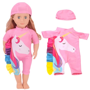 18 inch Girls doll clothes Unicorn swimsuit pink swim cap Jumpsuit American newborn dress Baby toys fit 43 cm baby dolls c745
18 inch Girls doll clothes Unicorn swimsuit pink swim cap Jumpsuit American newborn dress Baby toys fit 43 cm baby dolls c745