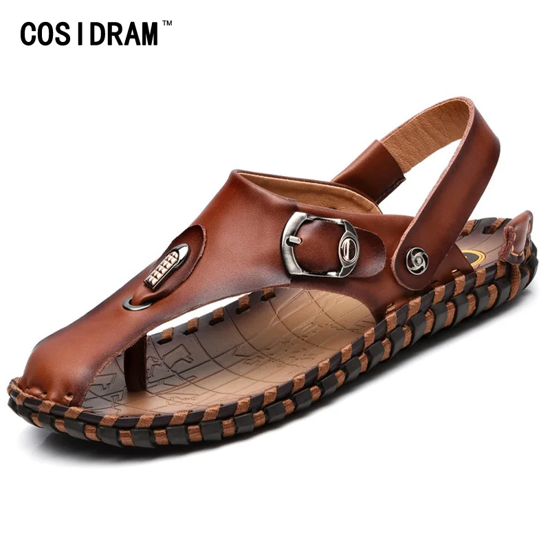 2017 Arrival Split Leather Summer Men Shoes Brand Designer Men Sandals Comfortable Breathable Beach Shoes Male Sandalias RMC-655