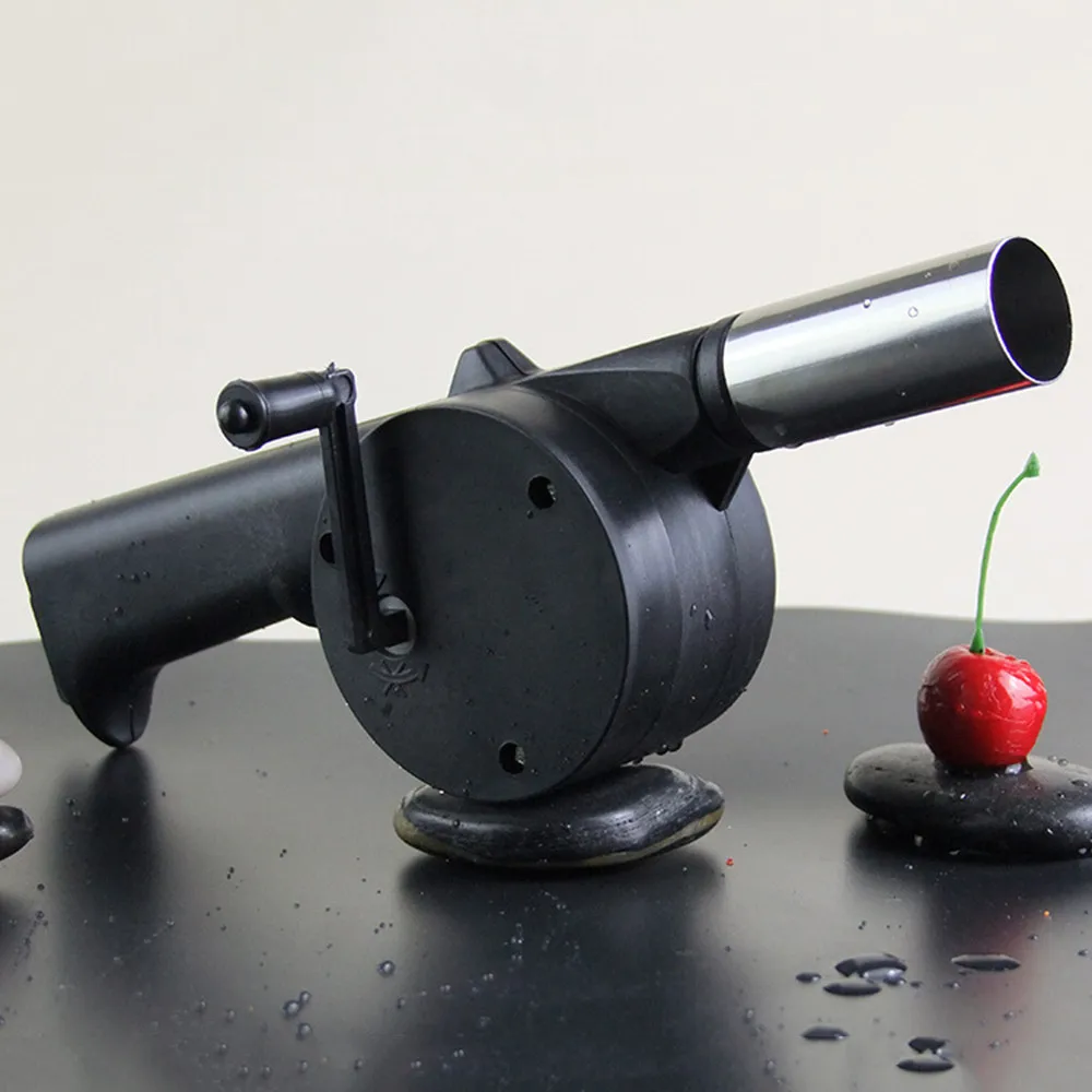 Image Outdoor Picnic BBQ Barbecue Fan Air Blower Hand Crank Travel Fireplace Camping Hiking Bellows Grill Fire Starter Flame Exciter