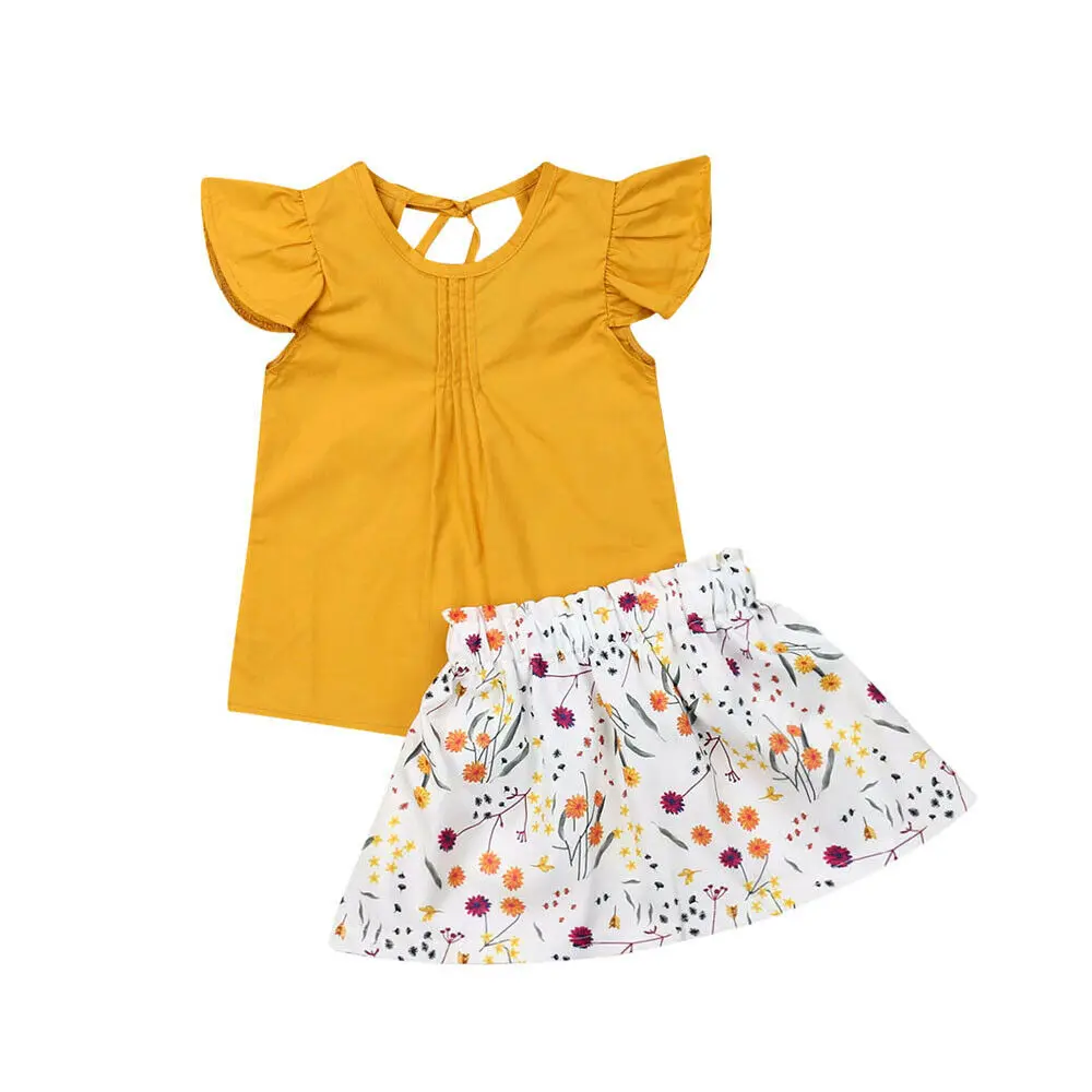 1-5Y Summer Toddler Kids Baby Girl Fly Sleeve Yellow T-shirt Tops Floral Skirt 2PCS Princess Girls Clothes
1-5Y Summer Toddler Kids Baby Girl Fly Sleeve Yellow T-shirt Tops Floral Skirt 2PCS Princess Girls Clothes