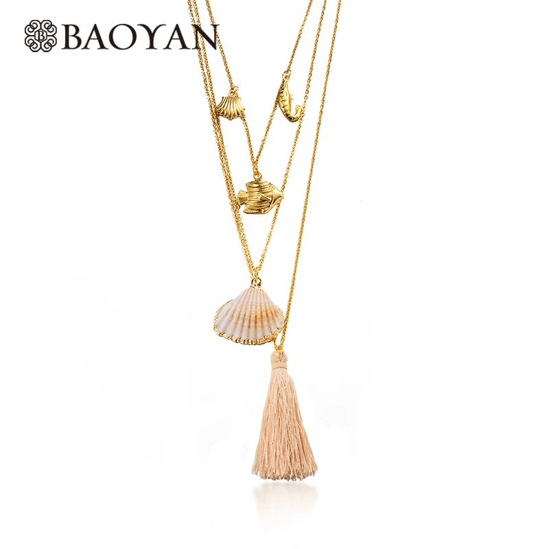 Baoyan Bohemian Layered Necklace Pink Tassel Pendants For Lovers Shell necklace Women Stainless Steel Jewelry Woman 2019
Baoyan Bohemian Layered Necklace Pink Tassel Pendants For Lovers Shell necklace Women Stainless Steel Jewelry Woman 2019