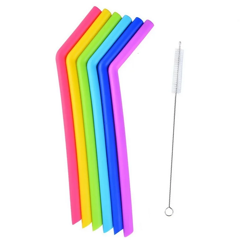 6pcs/set with brush 25CM Reusable silicone straw Heat Resistant Straws for 30ozTumbler Yeti cup Milkshakes Bar Drinks | Дом и сад