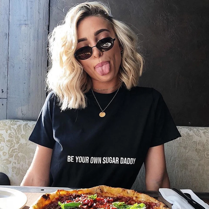 New Arrival Summer Women T-shirt Be Your Own Sugar Daddy Black White Tee Cool Women Shirt Short Sleeve Tops Cotton O-neck Tshirt
New Arrival Summer Women T-shirt Be Your Own Sugar Daddy Black White Tee Cool Women Shirt Short Sleeve Tops Cotton O-neck Tshirt