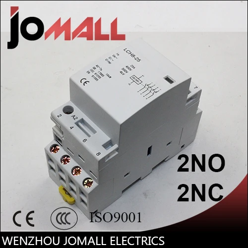 4P 25A 220V/230V 50/60HZ din rail household ac contactor 2NO 2NC