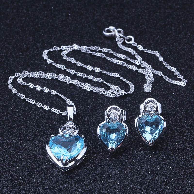 Cute Gold Color Lavendar Blue AAA CZ Heart CZ Pendant Necklace and Earrings african Jewelry Sets For Girls Gift T106
Cute Gold Color Lavendar Blue AAA CZ Heart CZ Pendant Necklace and Earrings african Jewelry Sets For Girls Gift T106
