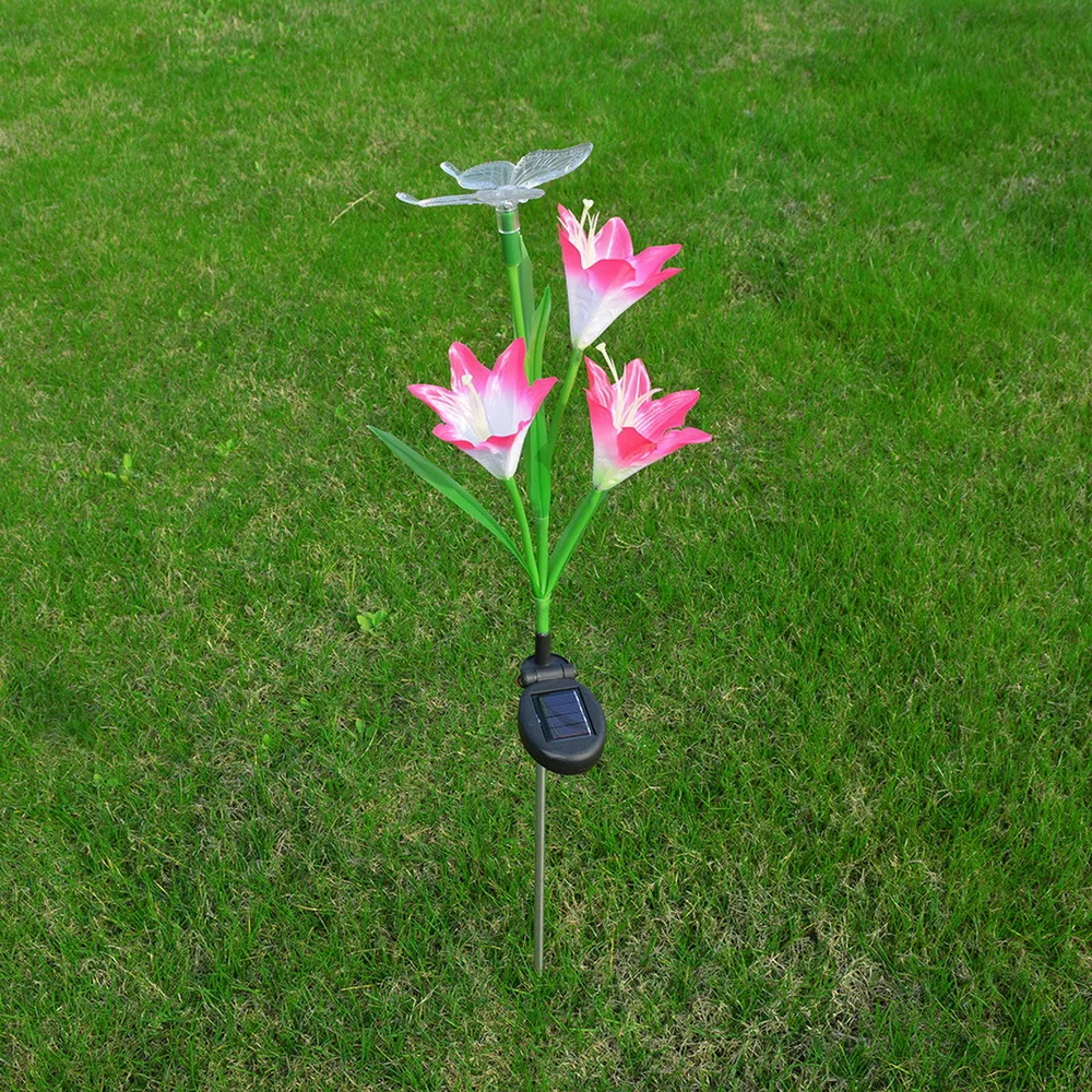 3Pcs Solar Powered Garden Light Outdoor Waterproof Butterfly Flower Led Fairy Lawn Lamp Christmas Decor Change Lighting | Освещение