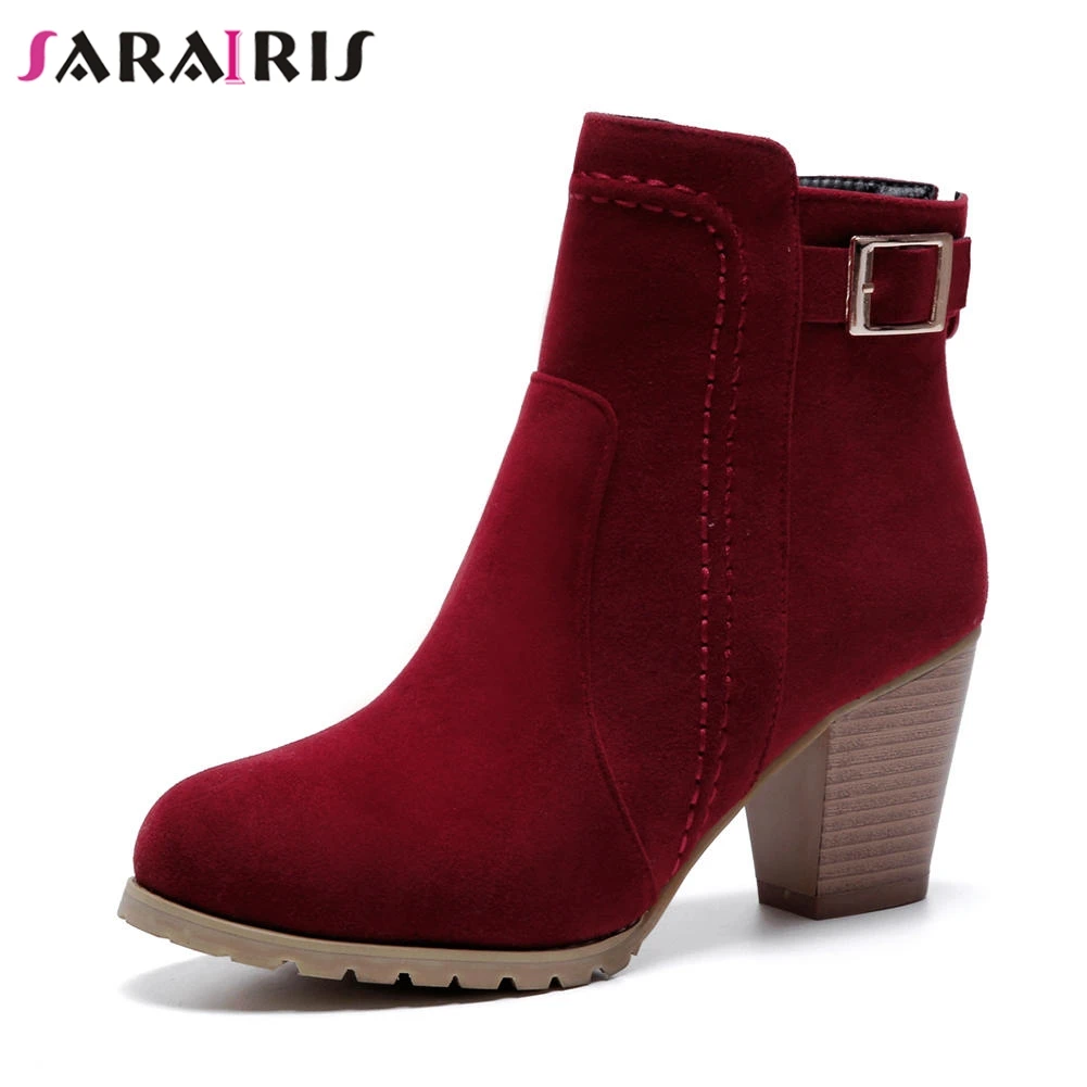 SARAIRIS New Large Size Comfortable Solid Ankle Boots Flock Cover Zip Ankle Boots For Women 2019 Shoes Woman big size 32-43
SARAIRIS New Large Size Comfortable Solid Ankle Boots Flock Cover Zip Ankle Boots For Women 2019 Shoes Woman big size 32-43