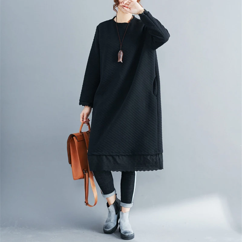 2018 New Autumn winter Loose large size Women's knit dress Round neck pullover Thick warm Bottoming dress Casual Female W167
2018 New Autumn winter Loose large size Women's knit dress Round neck pullover Thick warm Bottoming dress Casual Female W167