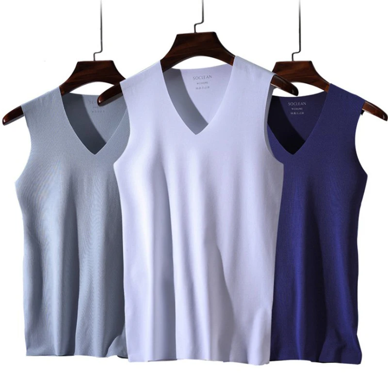 High Quality Man Seamless Ice Silk Vest Wide Shoulder V-Neck Sleeveless Sports High Stretch Bottoming Shirt Fitness Yoga Vest
High Quality Man Seamless Ice Silk Vest Wide Shoulder V-Neck Sleeveless Sports High Stretch Bottoming Shirt Fitness Yoga Vest