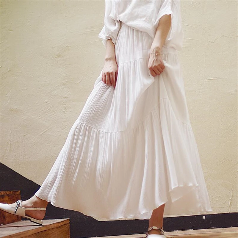 White Pleated Women Skirts 2019 Casual Women Elastic High Waist Vintage Solid Color Long Skirts Feminos Plus Size 7XL Vestidos
White Pleated Women Skirts 2019 Casual Women Elastic High Waist Vintage Solid Color Long Skirts Feminos Plus Size 7XL Vestidos