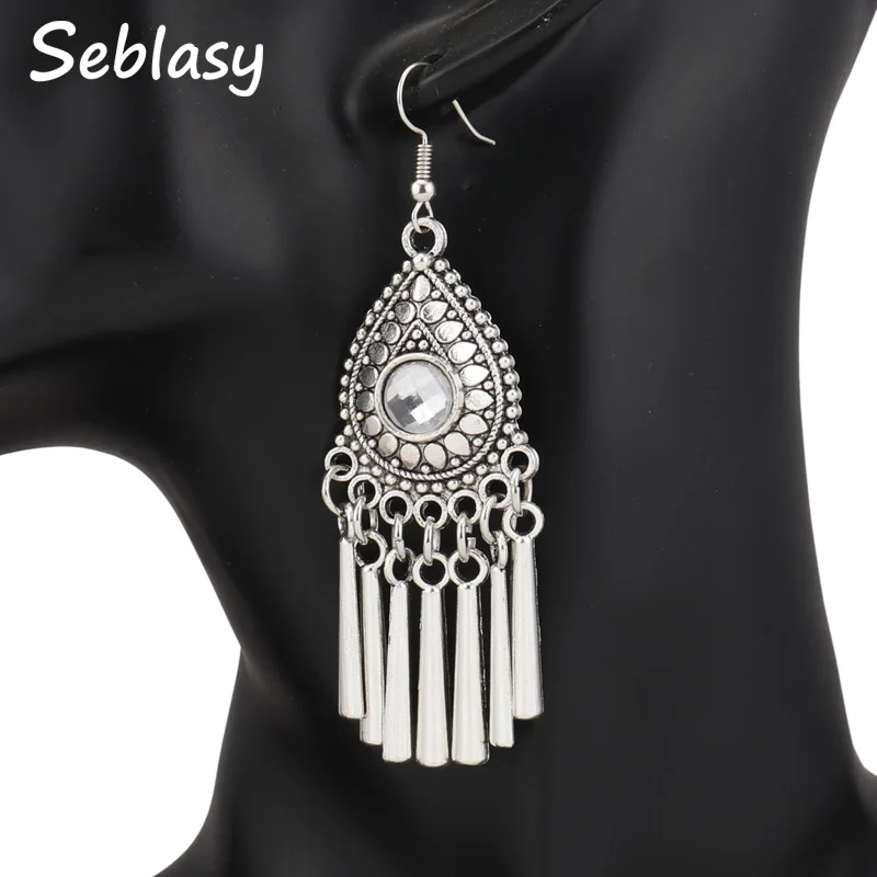 Seblasy New Vintage Tribal Jewelry Long Statement Hollow Crystal Water Droplet Dangle Earrings Stripe Tassel Drop Earrings Women
Seblasy New Vintage Tribal Jewelry Long Statement Hollow Crystal Water Droplet Dangle Earrings Stripe Tassel Drop Earrings Women