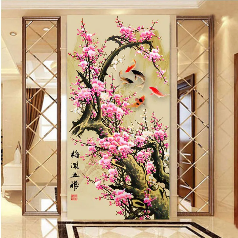 QIANZEHUI,DIY plum Nine fish Landscape Embroidery,Round Diamond Full rhinestone Diamond painting cross stitch,needlework
QIANZEHUI,DIY plum Nine fish Landscape Embroidery,Round Diamond Full rhinestone Diamond painting cross stitch,needlework