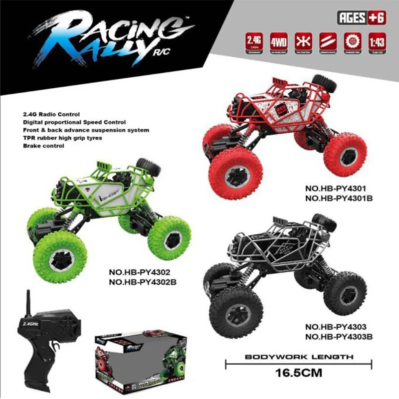 2.4G 4CH RC Car Rock Crawlers Climbing High Speed Racing Car Remote Control Model Off-Road Vehicle 1:43 RC drift
2.4G 4CH RC Car Rock Crawlers Climbing High Speed Racing Car Remote Control Model Off-Road Vehicle 1:43 RC drift