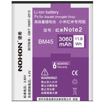 Original NOHON BM45 For Xiaomi RedMi Note 2 Red Rice Hongmi Note2 Lithium Battery