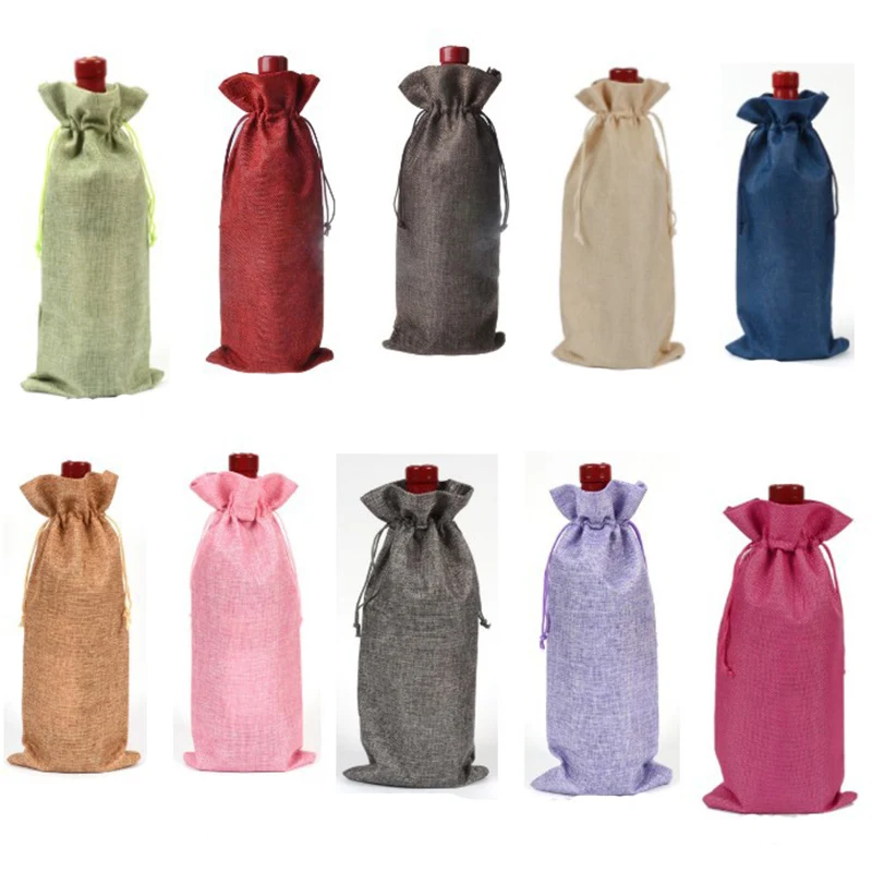Jute Wine Bottle Cover Red Wine Bags Gift Champagne Pouch burlap Packaging Bag Wedding Party Decoration Wine Bottle Cothes
Jute Wine Bottle Cover Red Wine Bags Gift Champagne Pouch burlap Packaging Bag Wedding Party Decoration Wine Bottle Cothes