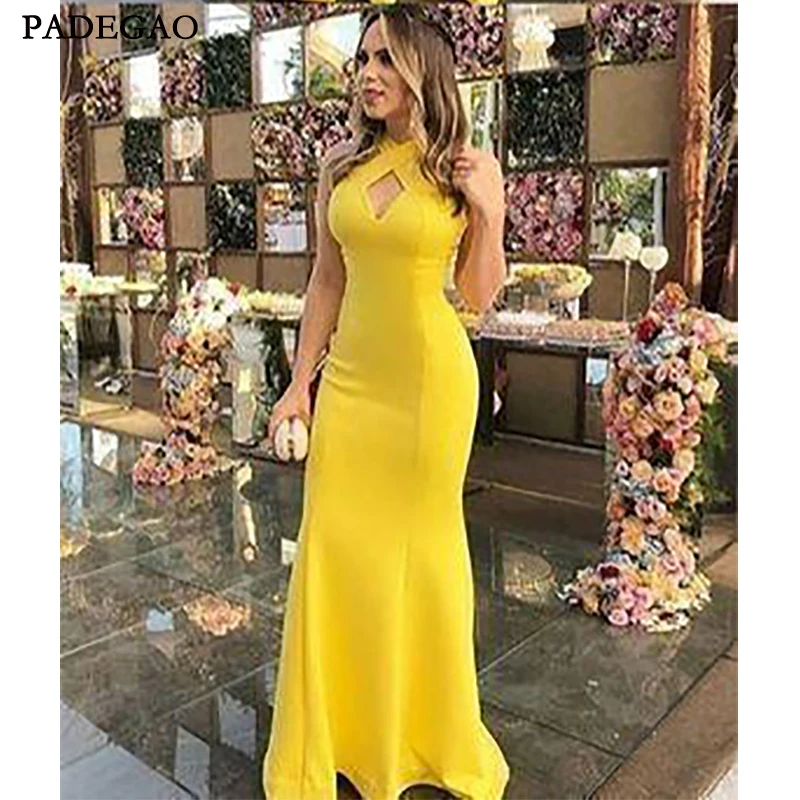 New Simple Halter Backless Yellow Long Evening Dresses Sleeveless Mermaid Evening Dress Plus Size Custom Made
New Simple Halter Backless Yellow Long Evening Dresses Sleeveless Mermaid Evening Dress Plus Size Custom Made