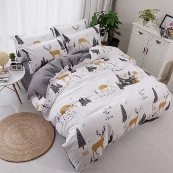 Lovely Fashion Deer Forest Snow Printed Bedding Sets Bedclothes Duvet Cover Linens Pillowcases Bed Sheets for Adults Bedroom 
Lovely Fashion Deer Forest Snow Printed Bedding Sets Bedclothes Duvet Cover Linens Pillowcases Bed Sheets for Adults Bedroom