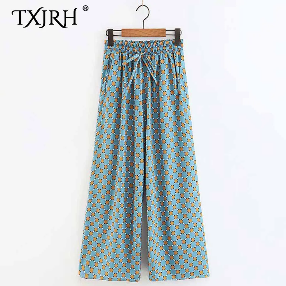 TXJRH Vintage Geometric Dot Print Loose Wide Leg Pants Trousers Fashion Women High Waist Drawstring Tied Bow Full Length Pants 
TXJRH Vintage Geometric Dot Print Loose Wide Leg Pants Trousers Fashion Women High Waist Drawstring Tied Bow Full Length Pants