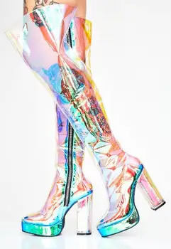 Woman Plus Size Transparent PVC Rock Punk Style Round Toe Square Heel Radium Over The Knee Thigh Stage Show Long Platform Boots
Woman Plus Size Transparent PVC Rock Punk Style Round Toe Square Heel Radium Over The Knee Thigh Stage Show Long Platform Boots