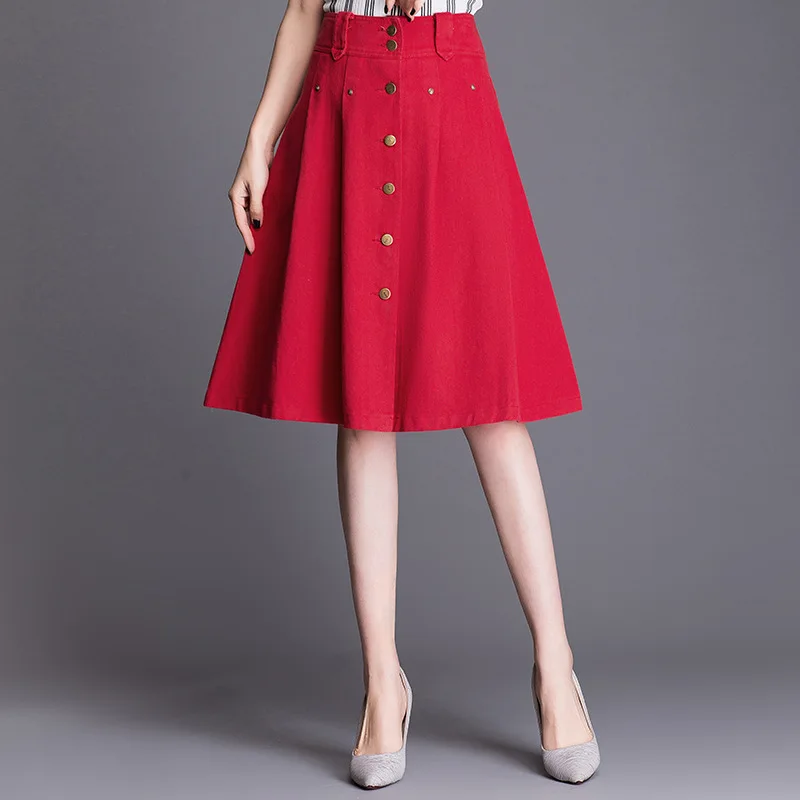 Fashion Single Breasted Ladies Denim Skirts 2019 New Summer Solid Slim A-line Skirts Plus Size Women Joker Medium Long Skirts
Fashion Single Breasted Ladies Denim Skirts 2019 New Summer Solid Slim A-line Skirts Plus Size Women Joker Medium Long Skirts