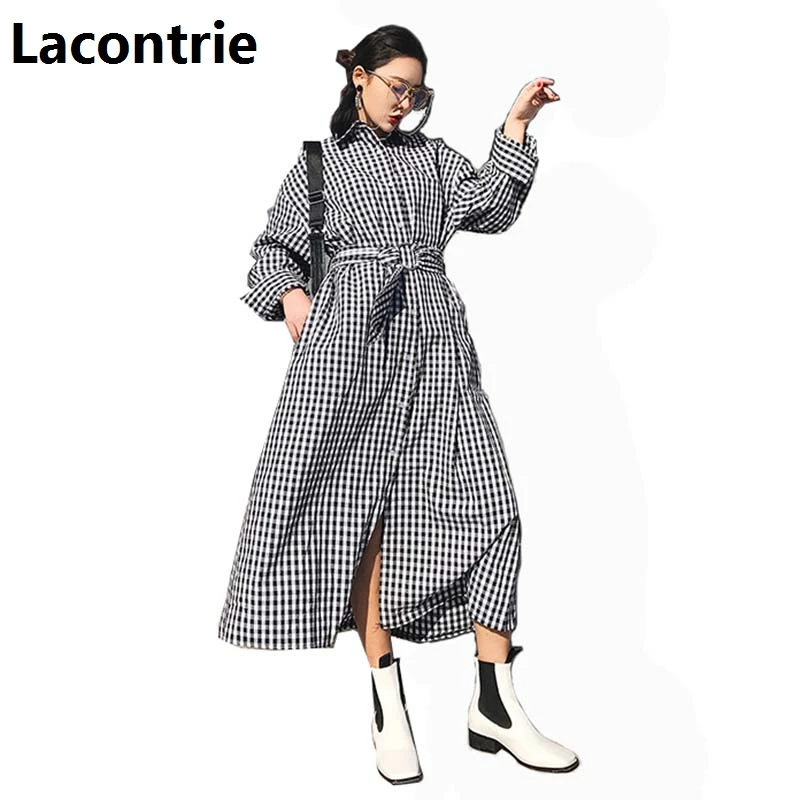 2018 New Spring Women X-Long Under Knee Trenchcoats Windbreakers Top Fashion Casual Loose Plaid Trench Coats Femme Clothing T212
2018 New Spring Women X-Long Under Knee Trenchcoats Windbreakers Top Fashion Casual Loose Plaid Trench Coats Femme Clothing T212