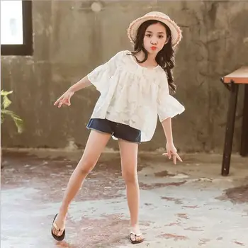 2019 Korean style girls 2 pcs set blouse+denim shortss fashion summer girls suit 6-11t B456
2019 Korean style girls 2 pcs set blouse+denim shortss fashion summer girls suit 6-11t B456