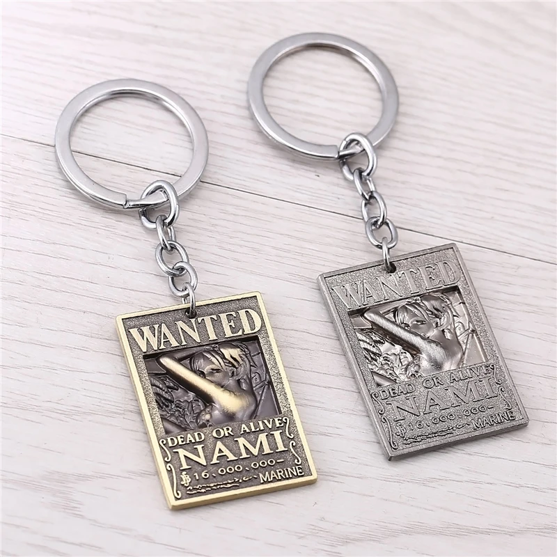 J Store New Arrival Anime Souvenir One Piece Nami Wanted Warrant Keychains For Fans Alloy Square Cosplay Jewelry | Украшения и