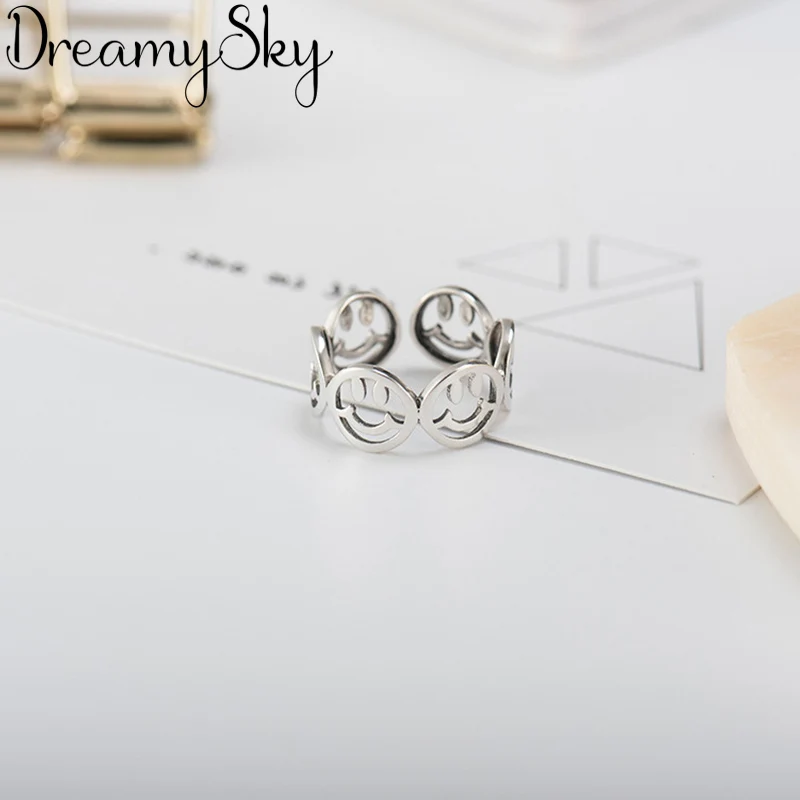 Wholesale 925 Sterling Silver Smile Face Rings For Women Adjustable Size Ring Ladies Boho Statement Jewelry Joyas De Plata
Wholesale 925 Sterling Silver Smile Face Rings For Women Adjustable Size Ring Ladies Boho Statement Jewelry Joyas De Plata