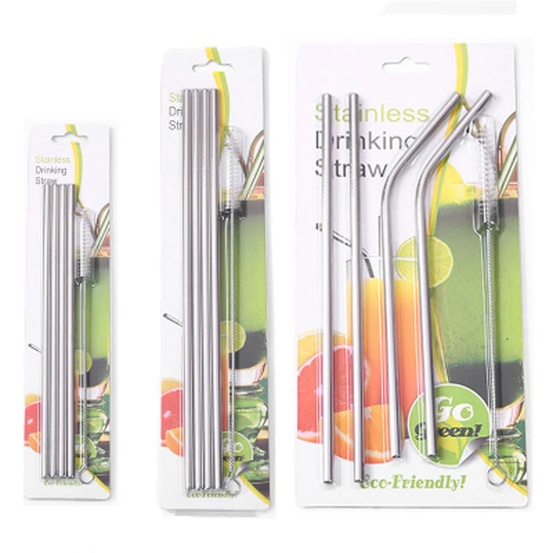 4+1/set 8.5 inch 10.5 inch Straight/Bent 304 Stainless Steel Metal Drinking Straw With Clean Brush Reusable Drinking Straws
4+1/set 8.5 inch 10.5 inch Straight/Bent 304 Stainless Steel Metal Drinking Straw With Clean Brush Reusable Drinking Straws
