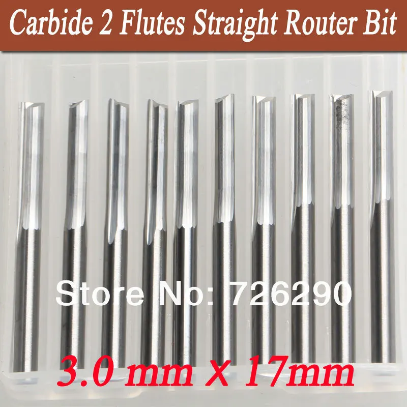 

10pcs 3.175*3.0*17mm Two Straight Flutes Milling Cutter Carbide Cutting Tools End Mill Cutters Router Bits For Wood
