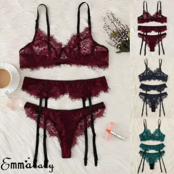 Lingerie Set Bra Sets 3Pcs Women Sexy Lace Bra High Waist Garter Belts G-Strings
Lingerie Set Bra Sets 3Pcs Women Sexy Lace Bra High Waist Garter Belts G-Strings