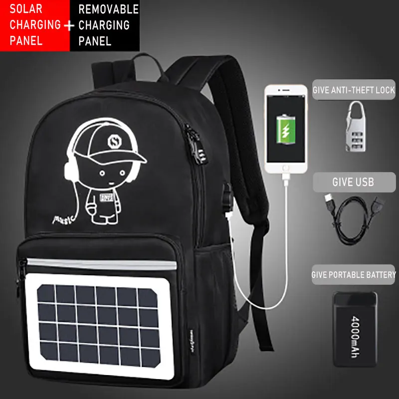 Mens Anti-theft Lock Smart Backpack School Casual Camping Bag USB Charging Port