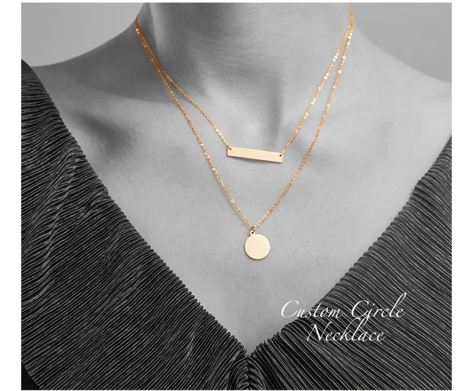 Enfashion Personalized Engrave Custom Name Necklace Gold Color Circle Bar Necklaces Pendants Women Choker Necklace Jewelry P3001 Enfashion Personalized Engrave Custom Name Necklace Gold Color Circle Bar Necklaces Pendants Women Choker Necklace Jewelry P3001