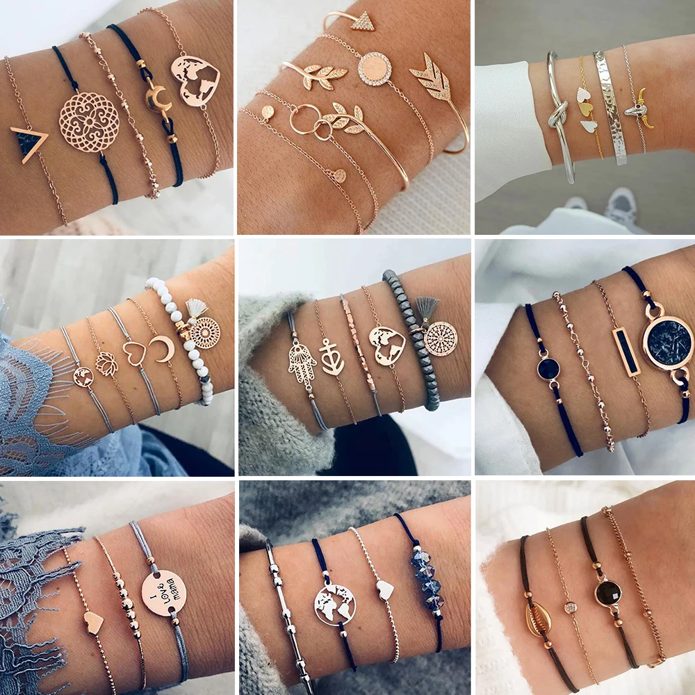 IPARAM Women's Vintage Multilayer Bracelet Set Bohemian Charm Heart Lotus Shell Bracelet Charm Geometric Crystal Beaded Fashion
IPARAM Women's Vintage Multilayer Bracelet Set Bohemian Charm Heart Lotus Shell Bracelet Charm Geometric Crystal Beaded Fashion