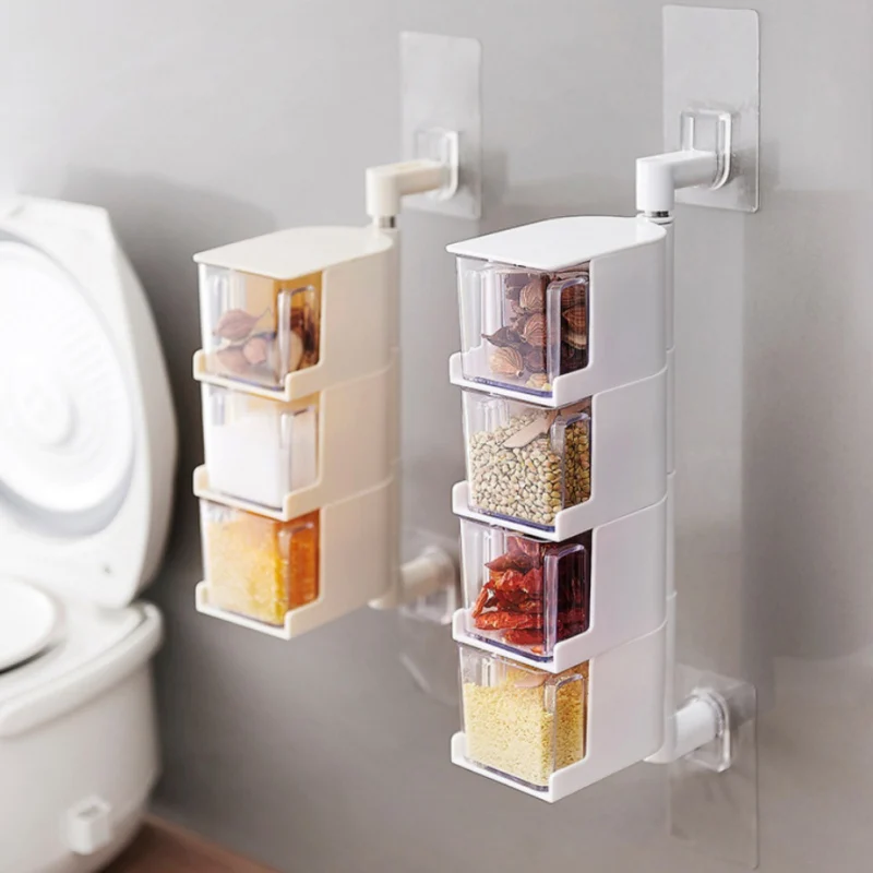 360 Degree Rotating Seasoning Storage Boxes Spice Jar Kitchen Condiment Box Spices Wall-mounted Kitchen Organization Tools
360 Degree Rotating Seasoning Storage Boxes Spice Jar Kitchen Condiment Box Spices Wall-mounted Kitchen Organization Tools