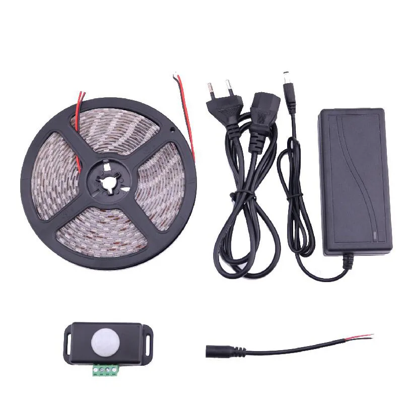 PIR Motion Sensor Strip Light 5m LED DC 12 V SMD5050 60L/M Tiras led Tape 5 m Red Blue Green Warm white Cold white EU US Plug
PIR Motion Sensor Strip Light 5m LED DC 12 V SMD5050 60L/M Tiras led Tape 5 m Red Blue Green Warm white Cold white EU US Plug