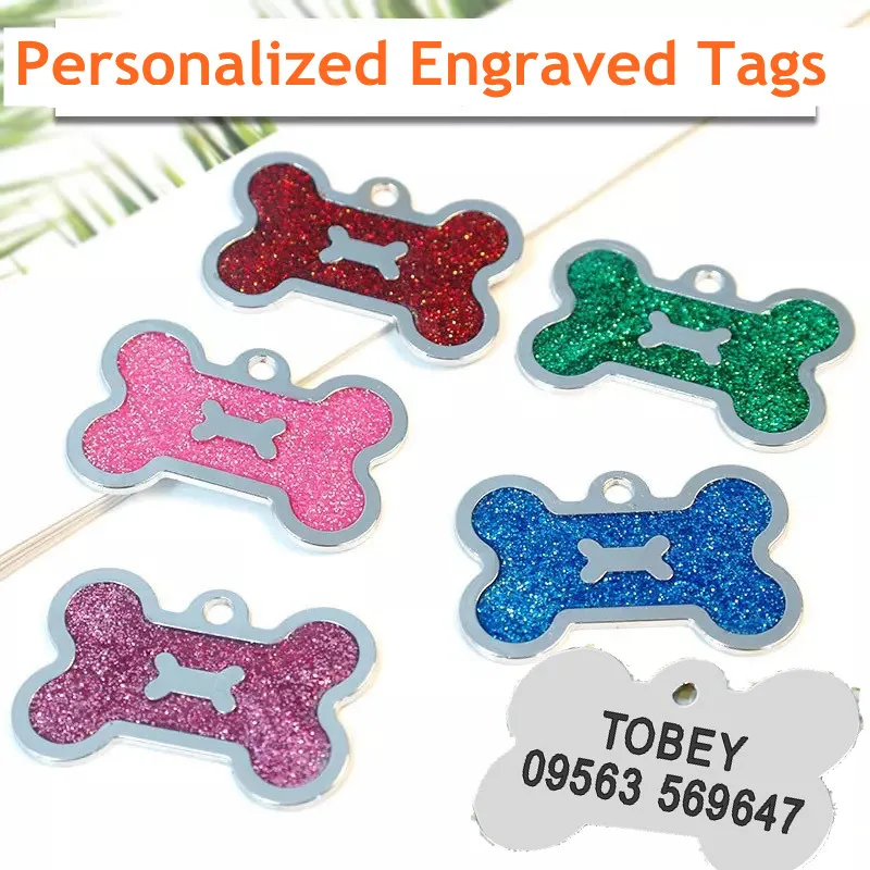 Lovely Bling Bone Shape Tag for Cat Dog Puppy Personalized Engraved Pet Name Telephone Number Collar Tag Pendant Pet Accessories 
Lovely Bling Bone Shape Tag for Cat Dog Puppy Personalized Engraved Pet Name Telephone Number Collar Tag Pendant Pet Accessories