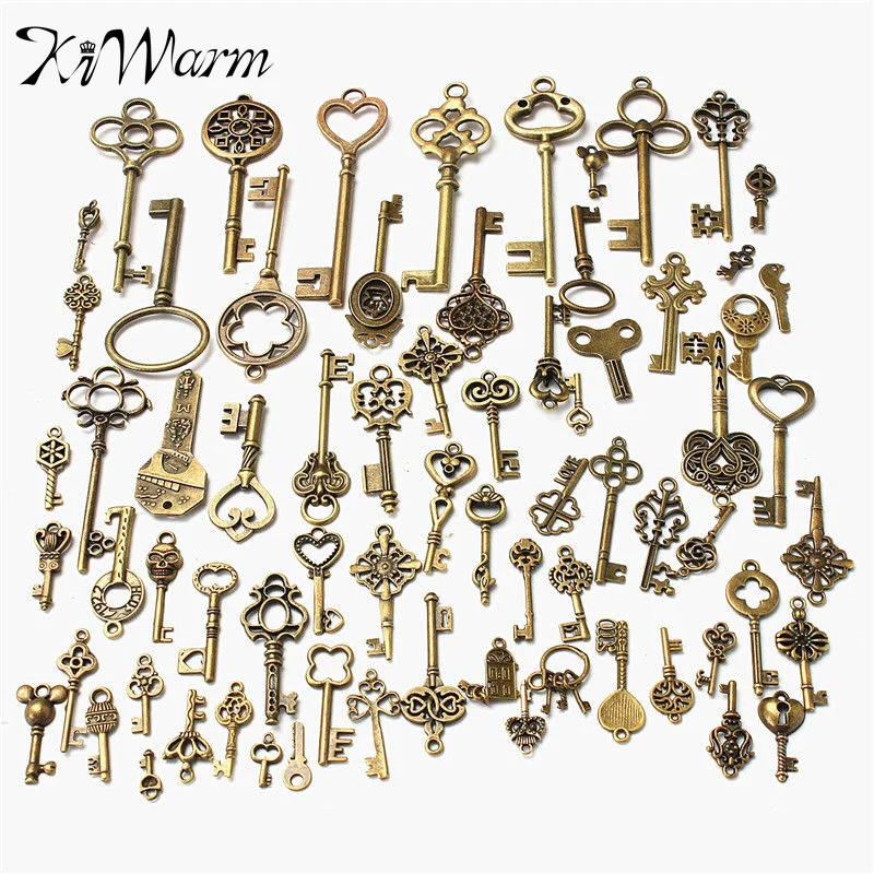 DIY 1 Set of 70 Antique Retro Vintage Old Look Bronze Keys Fancy Heart Bow Pendant Metal Craft Handmade Accessories Collection
DIY 1 Set of 70 Antique Retro Vintage Old Look Bronze Keys Fancy Heart Bow Pendant Metal Craft Handmade Accessories Collection