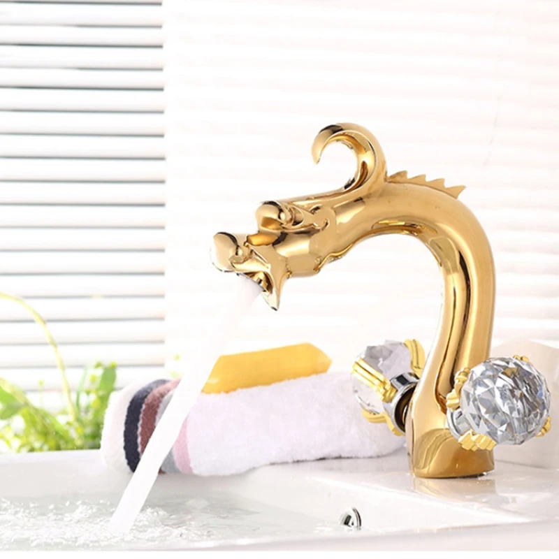 Antique Gold Plating Dragon Design Basin Faucet Luxury Decorative Crystal Bathroom Dual Handle Faucets Mixer Water Tap SE-8613
Antique Gold Plating Dragon Design Basin Faucet Luxury Decorative Crystal Bathroom Dual Handle Faucets Mixer Water Tap SE-8613