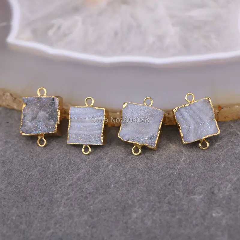 10PCS Gold color Square Natural Titanium AB Brazilian Galaxy Quartz Connector Beads, Gem stone Jewelry
10PCS Gold color Square Natural Titanium AB Brazilian Galaxy Quartz Connector Beads, Gem stone Jewelry