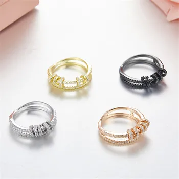 Hot CZ Zircon 925 Sterling Silver Crystal Round Finger Ring Monaco Double Layers Moving Circle Finger Ring for Women Wedding
Hot CZ Zircon 925 Sterling Silver Crystal Round Finger Ring Monaco Double Layers Moving Circle Finger Ring for Women Wedding