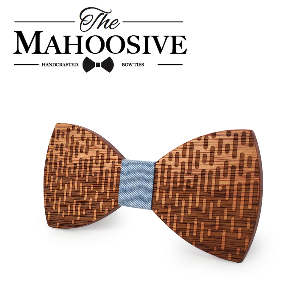 MAHOOSIVE Wood Bow Tie Wedding Decoration High Quality Handmade Wooden Bow Ties with Case Free Ultra-light Fashion 11