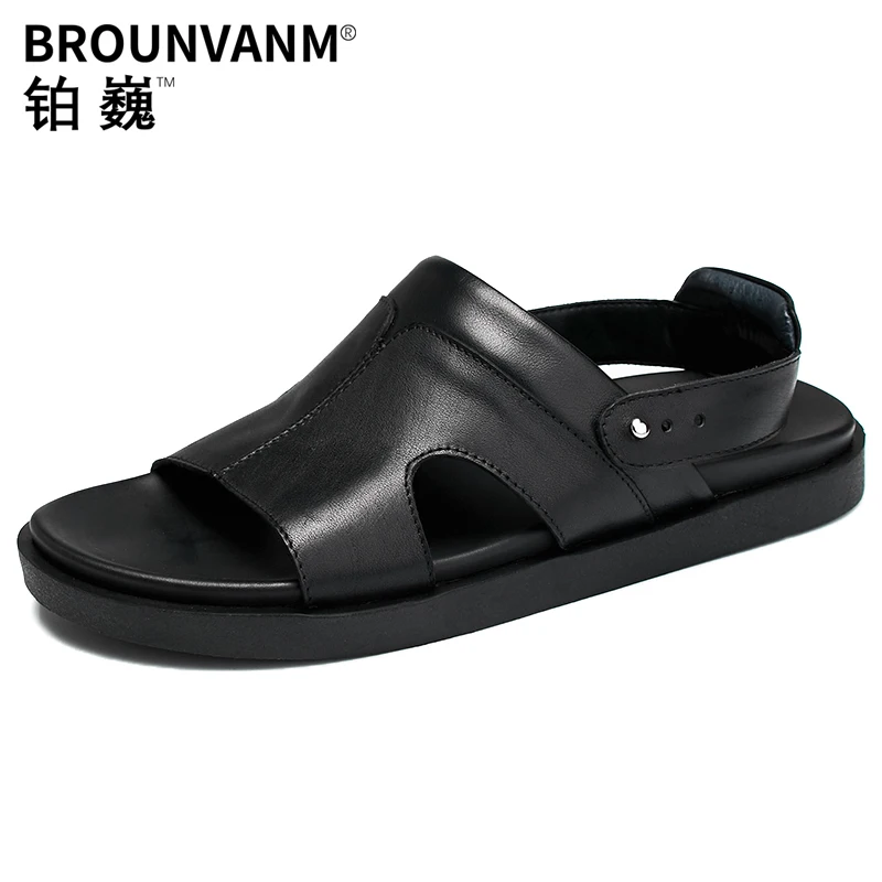 Soft Leather Men Sandals Mature and Steady Business Man Summer Slides Shoes Casual Beach Outdoor Slippers
Soft Leather Men Sandals Mature and Steady Business Man Summer Slides Shoes Casual Beach Outdoor Slippers