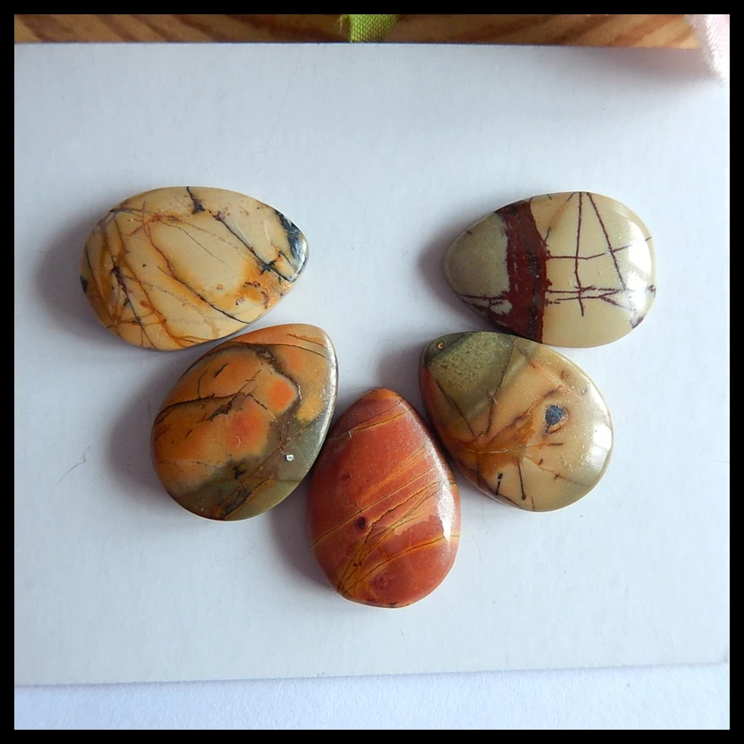 Natural 5 PCS Of Multi-Color Picasso Jasper,Semi-precious stones, Jewelry accessories Cabochons,19x13x5/4mm,8g
Natural 5 PCS Of Multi-Color Picasso Jasper,Semi-precious stones, Jewelry accessories Cabochons,19x13x5/4mm,8g