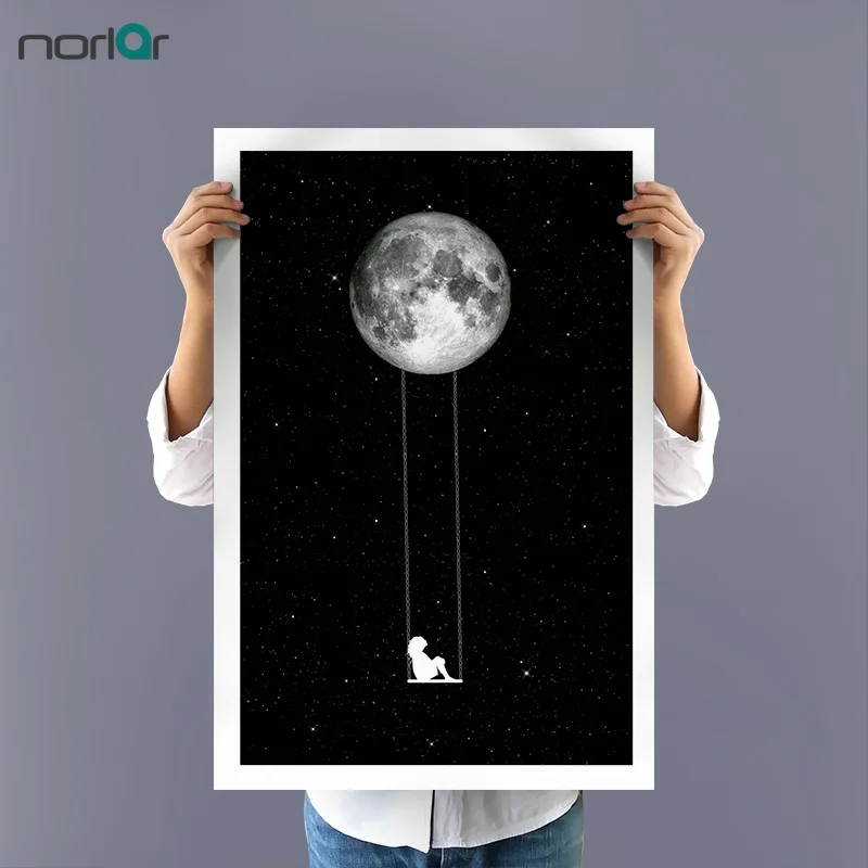 Minimalism WALL ART Outer Space The Girl Swinging on The Moon Canvas Painting Posters Art Prints Home Decoration
Minimalism WALL ART Outer Space The Girl Swinging on The Moon Canvas Painting Posters Art Prints Home Decoration