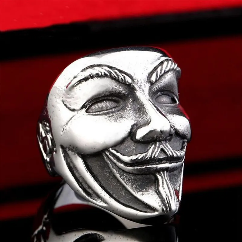 Punk Men Mask Design V for Vendetta Rings Stainless Steel Wide Male Finger Ring For Men Boy Biker Ring Movie Jewelry Bijoux
Punk Men Mask Design V for Vendetta Rings Stainless Steel Wide Male Finger Ring For Men Boy Biker Ring Movie Jewelry Bijoux