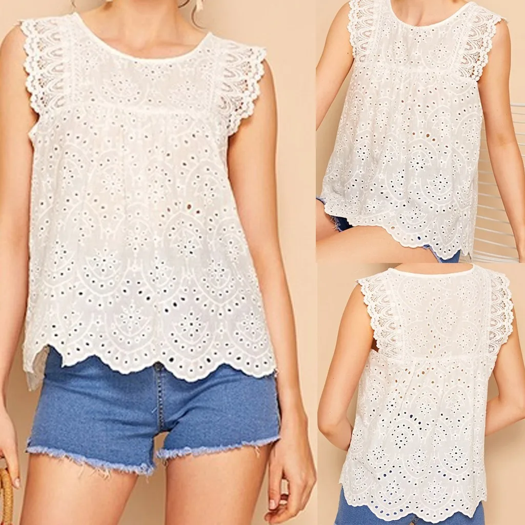 Hollow out Tank Tops Women Fashion O-Neck Sleeveless Vest Lace Tops Pure Color Lace Loose Casual Blouse Ladies Solid Tees #G
Hollow out Tank Tops Women Fashion O-Neck Sleeveless Vest Lace Tops Pure Color Lace Loose Casual Blouse Ladies Solid Tees #G